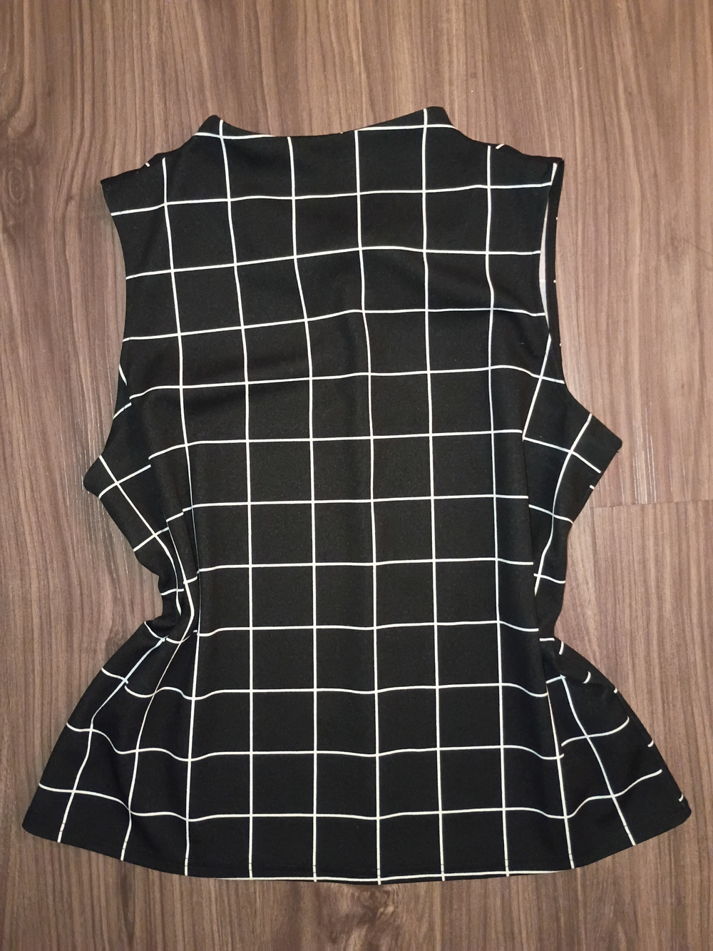 Sleeveless Black Windowpane  Top